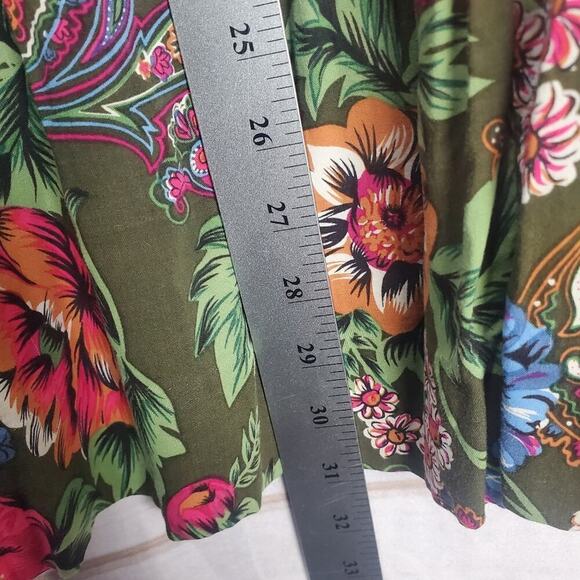 Vintage ML Sport Skirt Womens Size Small 80s Green Pink Floral Maxi Cottage boho - Picture 6 of 8
